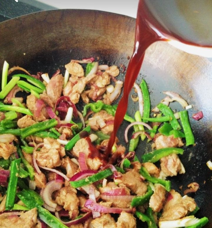 Wok de Cerdo c/ Vegetales y arroz